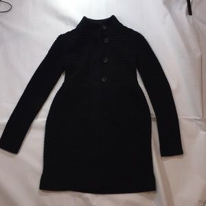 THEORY Black RIBBED KNEE LENGTH KNIT BUTTON FRONT SWEATER COAT UNWORN